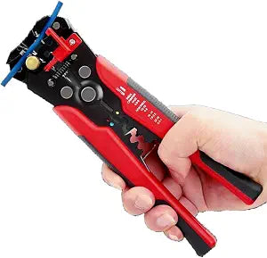 5 in 1 Self-Adjusting Wire Stripper Cutter,Multi-Functional Wire Crimping Tool Wire Pliers for Wire Stripping,Crimping,Cutting,10-24 AWG,0.2-6.0mm,(Red)