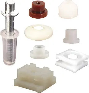 Prime-Line N 7539 Bi-fold Door Top Pivot and Cap Repair Kit, Plastic Base Fits 3/8 In. Diameter, 7 Pairs Cap Assortment, Spring-Loaded (1 Kit)