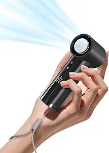 Portable Handheld Fan with Ice Cooler, Turbo Power 17800 RPM, Fast Charge, Digital Display, 100 Speeds Adjustable, Personal Fan Gifts for Women Makeup Travel Cruise Camping Outdoor, Black