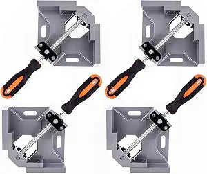 4pcs Corner Clamp - Right Angle 90 Degree Wood Clamps For Woodworking, With Adjustable Swing Jaw Aluminum Alloy Frame, For Welding, DIY Woodworking