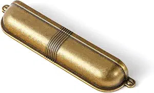 Goo-Ki 6 Pack 5 Inch Antique Brass Cup Pulls with Textured Strap Design, Elegant Vintage Bin Handles for Kitchen & Furniture