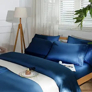 -6PC Bed Sheets Set - Brushed Microfiber 1800 Thread Count Percale - 16" Deep Pocket (King���Navy Blue)