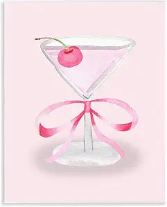 Coquette Cherry Cocktail Glam, 11 x 14 Inch Mounted Print on Wall Plaque