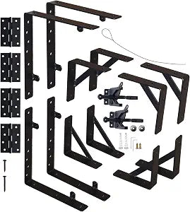 Anti Sag Fence Gate Kit Gate Hardware Gate Latch for Wooden Fence Heavy Duty Corner Brace Brackets with a Gate Latch 2 Set for Shed Doors, Driveway Gates, Corral Gates, Wood Windows