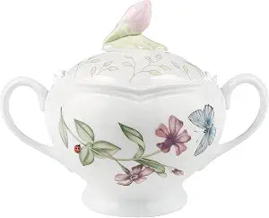 Lenox Butterfly Meadow Porcelain Sugar Bowl with Lid