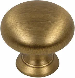 Cosmas 10 Pack 4950BAB Brushed Antique Brass Round Mushroom Knob 1-1/4 Inch