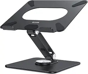BESIGN LSX7 Laptop Stand with 360 Rotating Base, Ergonomic Adjustable Notebook Riser, Foldable Computer Holder Compatible with 10-15.6" Laptops (Black)