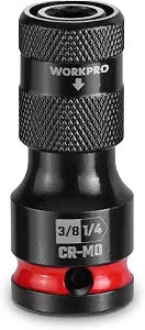 WORKPRO 3/8" Square Drive to 1/4" Hex Quick Release Socket Adapter, CR-MO