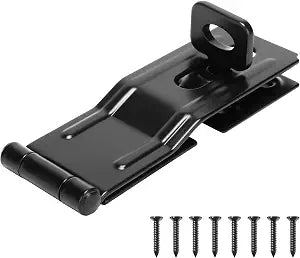 HILLMASTER Swivel Staple Safety Hasps, 4-1/2" Gate Door Hasp Latch with Twist Knob Safety Padlock Clasp Lock for Fence, Gate, Cabinet, Barn Door, Shed, Black
