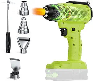 Compatible with Ryobi 18V Battery Cordless Heat Gun(No Battery), 350W LED Light, Quick Heat Welded Heat Gun 122F - 120F Variable Temperature Control with 4 Nozzles and Scraper for Crafts