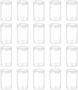 LIUSM Clear Plastic Film Canisters with Lids, 20 PCS, 35mm Caliber