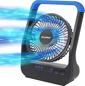 Gazeled Battery Operated Fan, Camping Fan Battery Powered, Super Long Lasting, 5'' Portable D-Cell Battery Powered Desk Fan with Timer, 3 Speeds, Quiet, 180 Rotation, for Office,Bedroom,Outdoor, F24