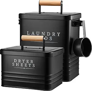 2 Pcs Farmhouse Metal Laundry Detergent Pod Container, Dryer Sheet Holder