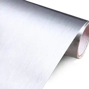 Yenhome Silver Brush Wallpaper 24" x 200" Stainless Steel Peel and Stick Wallpaper for Appliances Fridge Dishwasher Removable Self Adhesive Vinyl Film for Cabinets Cover Drawer and Shelf Liner