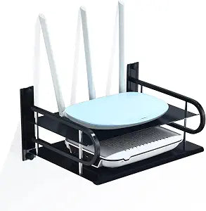 HNVNER 2-Tier Media Wall Shelf for Modem Cable Box, Metal, 9.8x8.3 Inch