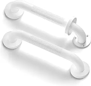 Bathroom Safety Grab Bars Stainless Steel (2Pack) 12-Inch 1.25" Diameter Knurled Matte White ADA Compliant 500lbs Handicap Grab Bars for Bathtubs and Showers Toilet