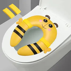 PandaEar Toilet Seat Cover | Folding Travel Toilet Seat for Children and Potty Training | Portable Silicone Toilet Seat for Toddlers, Boys & Girls with Non-Slip Silicone Pads -Bee