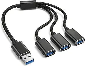 USB Splitter 1 in 3 Out, USB A Splitter Adapter, 2026 Upgraded USB 2.0 Male to 3 Female Y Extension Hub Cable for PC/Laptop/Xbox/Flash Drive/Mouse/Keyboard(Black)