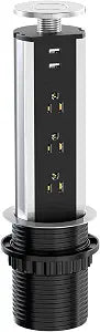 Pop up Outlet for Countertop, 3 AC Outlets & 2 USB-A, 3-1/4 Inch Silver