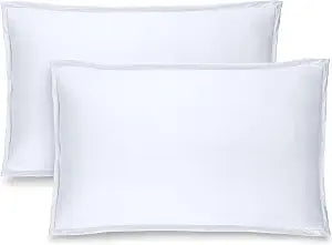 Bare Home Pillow Sham Covers 1800 Ultra-Soft Set of 2 (King, White)