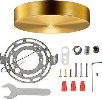 KCO Lighting 4.7 Inches Brass Ceiling Light Canopy Kit, Vintage Chandelier Plate Cover, Light Fixture Mounting Hardware for Hanging Lamp Fixture