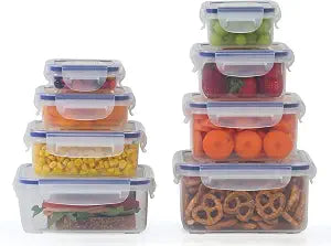 Popit! Airtight Food Storage Containers with Lids, 8-Piece Set, BPA Free Plastic, Microwave, Freezer & Dishwasher Safe, Stackable