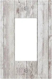 Light Switch Cover Plate Rustic Farmhouse Gray/White Wood Grain Board 1 Gang Outlet Covers Single Rocker Decorative Switch plates Electrical Wall Plates GFCI Receptacle for Bathroom Bedroom Decor