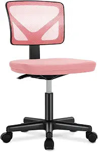 Sweetcrispy Small Armless Desk Chair, Mesh Rolling Office Chairs