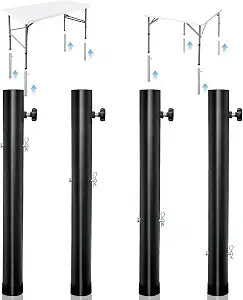 4 Pack Folding Table Leg Extenders, 4-Level Adjustable Risers