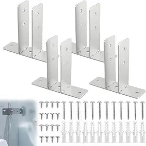 4 Pack Urinal Screen Brackets Polished Chrome 2-Ear Urinal Partition for 1"
