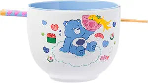 Silver Buffalo Care Bears Food Sushi, Ramen Bowl with Chopsticks, 20oz
