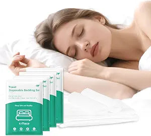4 Disposable Bed Sheets Set for Hotel, Portable Travel Essentials