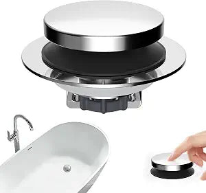 Hibbent 3 in 1 Metal Bathtub Drain Stopper, Universal Pop Up Tub Stopper