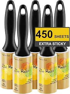 Extra Sticky Lint Rollers for Pet Hair, 450 Sheets, 5 Packs