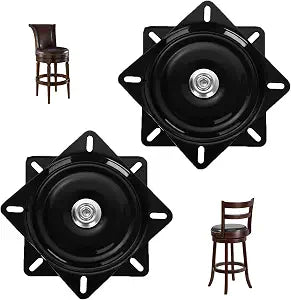 2 Pack 6 Inch Heavy Duty Bar Stool Swivel Replacement, 400lbs Capacity Mechanism Plate for Furniture, Seat Base Mount Plate, Ball Bearing Boat Seat, Black