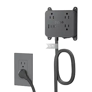 TROND Ultra Thin Flat Extension Cord, 5 FT Flat Plug Power Strip with 3 USB