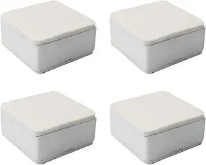 4PCS 1.2" Self-Adhesive Furniture Risers, Square Carbon Steel Bed Lifts with Felt Pad for Table Sofa Cabinet (White)