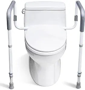 WeHwupe Toilet Safety Rail for Seniors, Height & Width Adjustable Handles