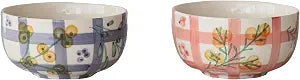 Creative Co-Op 2-pcs Stoneware Bowl Set w/Grid Pattern, Multicolor