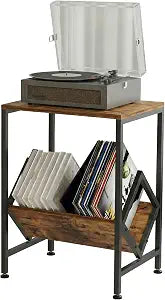 Record Player Stand with Vinyl Album Storage for Home