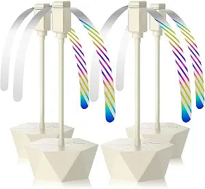 Grete Gotye Portable Battery Powered Fly Fans for Tables Up to 15 Hours Working Time, 4-Pack Indoor Outdoor Food Fan with Flexible Goose-Neck Blades for Home Restaurant Party Picnic Patio BBQ, Beige