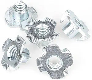 100pcs 1/4"-20 T-Nuts, Zinc-Plated Steel 5/16" Barrel Length
