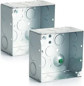 Copkim 2 Pcs Metal Electrical Junction Box, Deep Square, Classic, 4x4 Inch