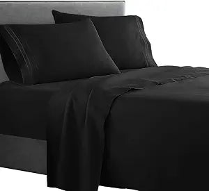 Clara Clark �� Supreme 1500 Collection 4pc Bed Sheet Set - Queen Size, Black