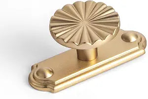 Goo-Ki 1.5'(38mm) Dia Champagne Bronze Cabinet Knob with Timeless Drawer Backplate, Zinc Alloy Flower Design Drawer Knobs,Modern Style,6 Pack