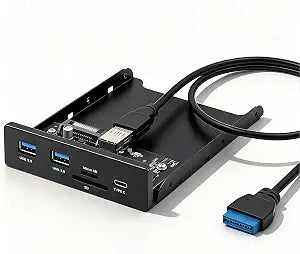 Upgrade Your Old PC Case - 3.5 Inch Front Panel Hub, USB 3.0 with 2 USBA + 1 USBC Ports, 3.5" Bay USBC Front Panel for Desktop with SD/microSD Card Reader, Easy DIY Installation