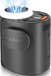 POKISEED Rugged Portable Fan, 10000mAh Rechargeable Battery, 40H Runtime, 5-Speed Turbo Cooling, Hands-Free Multi-Position Design for Construction, Jobsite, Warehouse, Farm, Camping(Black)
