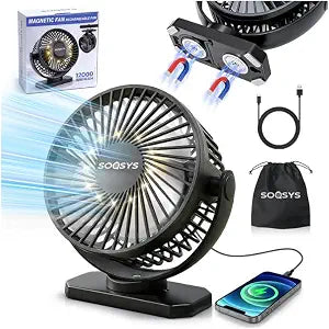 Magnetic Cruise Approved Fan with 12000mAh Battery, Cruise Ceiling Fan with 3 Speeds, Timer, Led Lights, Power Output & Hook, Portable Travel Fan for Cruise Ship, Camping, RV, Cruise Essentials 2026