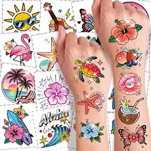 108 PCS Glitter Hawaiian Tattoos -Pre-Cut Waterproof