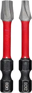 48-32-4443 ECX Power Bit Combo Pack (2-Pack) Fits For Milwaukee Shockwave Impact Duty 2" ECX #1 & #2 Bits with Wear Guard Tip & Shockzone Technology